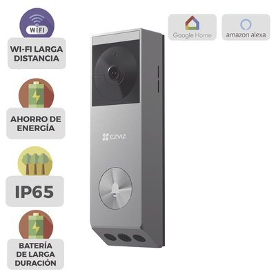 [CS-EP3X] Doorbell de Batería Recargable con Transformador de 5Vcc o Panel Solar (Incluye Panel) / 3 megapíxel / Doble Lente / Protección IP65 / Audio de Dos Vías