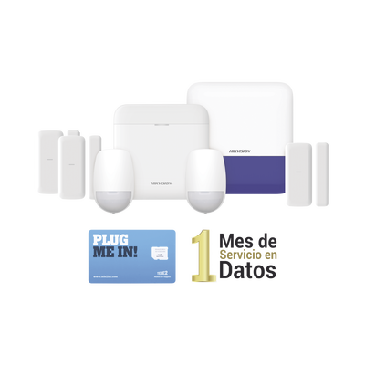 [DS-PWA48-KSDV2] (AX PRO) KIT de Alarma AX PRO con GSM (3G/4G) / Incluye: 1 Hub / 2 Sensores PIR / 3 Contactos Magnéticos mini / 1 Control Remoto / 1 Sirena Inalambrica Exterior / 1 WiFi / 1 MICROSIM30M2M con 1 mes de servicio/Compatible con Hik-Connect P2P