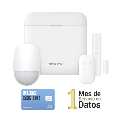 [DS-PWA48-KSD] (AX PRO) KIT de Alarma AX PRO con GSM (3G/4G) / Incluye: 1 Hub con bateria de respaldo / 1 Sensor PIR / 1 Contacto Magnético / 1 Control Remoto /1 MICROSIM30M2M incluye 1 mes de servicio/ Wi-Fi / Compatible con Hik-Connect P2P