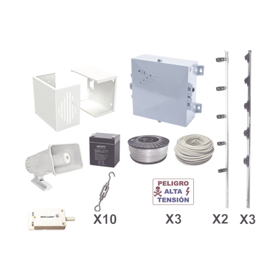 [YPROKIT25F] KIT ESENCIAL PARA 25Mts PERIMETRALES DE CERCO ELÉCTRICO PARA PROTECCIÓN DE ROBOS EN CASAS, NEGOCIOS, BODEGAS,ETC.