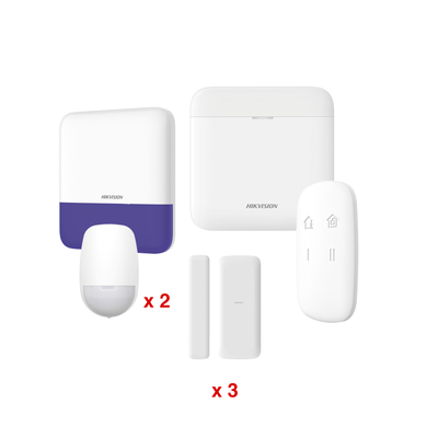 [DS-PWA48-KV2] (AX PRO) KIT de Alarma AX PRO / Incluye: 1 Hub con batería de respaldo / 2 Sensores PIR / 3 Contactos Magnéticos mini / 1 Control Remoto / 1 Sirena Inalambrica Exterior / WiFi / Compatible con Hik-Connect P2P