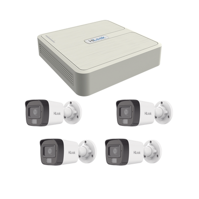 [KIP4MP/4B] Kit IP 4 Megapixel / NVR de 4 Canales con 4 Puertos PoE / 4 Cámaras IP Dual Light con Micrófono Integrado / Bala para Exterior