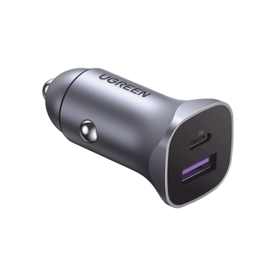 [40858] Cargador de Auto 30W | 2 Puertos USB-A y USB-C | Carga Rápida | Compatible con Vehículos de 12 y 24 VCD | PD3.0, QC4.0, SCP, PPS | Indicador Led | Diseño Compacto | Chip Inteligente | Caja de Aluminio