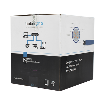 [PRO-CAT6-S] Bobina de Cable de 305 Metros (1000 Pies) Cat6+ Blindado F/UTP, CM, Calibre 23 Alto Rendimiento, ETL, UL, Color Azul, Super Flexible, para Aplicaciones de Video Vigilancia, Video HD, y Redes de Datos. Uso Interior.