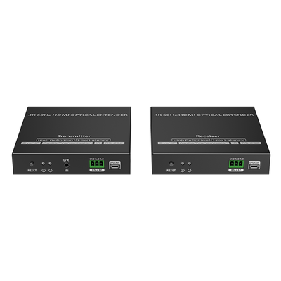 [TT982] Kit extensor por fibra óptica | Hasta 40 kilómetros| 4K@60Hz | con IR | RS232