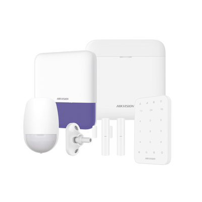 [AXPRO-KIT-KEYPAD] (AX PRO) KIT de Alarma AX PRO / Incluye: 1 Hub con bateria de respaldo / 1 Sensores PIR / 1 Montaje Universal para PIR / 2 Contactos Magnéticos / 1 Teclado / 1 Sirena Inalambrica Exterior / WiFi / Compatible con Hik-Connect P2P