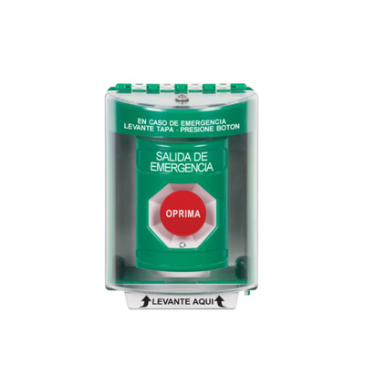 [SS2181EX-ES] Botón de Salida de Emergencia, Cubierta de Policarbonato Súper Resistente de Superficie con Espaciador, Activación de Acción Mantenida, Con Bocina de Advertencia