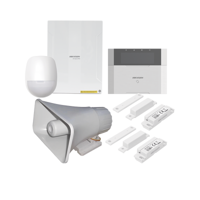[DS-PHA64-LP/PACK(30W)] KIT Panel de Alarma AX HYBRID PRO / 1 Panel Híbrido / 1 Teclado LCD / 1 PIR / 2 Contactos Magnéticos / 1 Sirena de 30 Watts