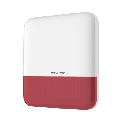 [DS-PS1-E-WB/R] (AX PRO) Sirena Inalámbrica con Estrobo Rojo para Exterior IP65 / 110 dB