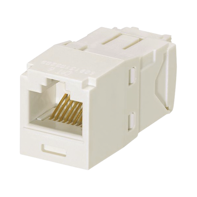 [CJ688TGIW] Conector Jack RJ45 Estilo TG, Mini-Com, Categoría 6, de 8 Posiciones y 8 Cables, Color Blanco Mate