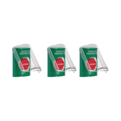 [CP-SS13-ES] Paquete de 3 Botones con 3 Diferentes Métodos de Activación y 3 Mensajes Diferentes, Color Verde