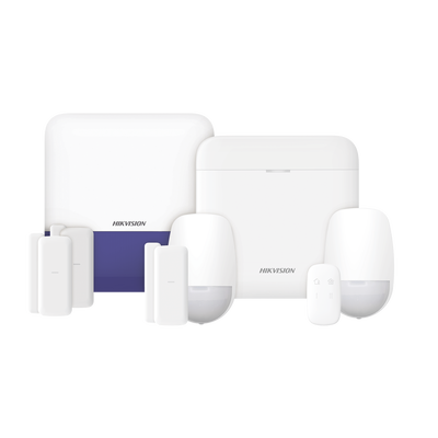 [DS-PWA48-KSV2] (AX PRO) KIT de Alarma AX PRO con GSM (3G/4G) / Incluye: 1 Hub con bateria de respaldo / 2 Sensores PIR / 3 Contactos Magnéticos mini / 1 Control Remoto / 1 Sirena Inalambrica Exterior / WiFi / Compatible con Hik-Connect P2P