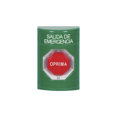 [SS2109EX-ES] Botón de Salida de Emergencia , Texto en Español, Acción Mantenida, Girar para Restablecer, LED de iluminación