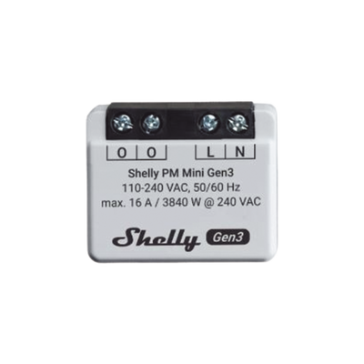 [SHELLYPMMINIGEN3] Mini Medidor de consumo inteligente con Wi-Fi, 1 canal 16A, compatible con asistentes de voz Alexa y GoogleHome