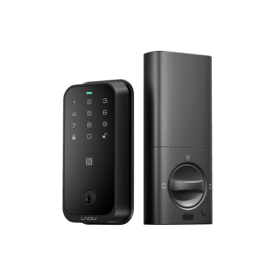 Cerradura Inteligente con Huella Digital LNDU HK01W / WiFi Integrado / Compatible Apple HomeKit / Teclado Táctil / 8 Baterías AA / Escaneo iPhone-Apple Watch-Fob / Bloqueo Manual y Automático / Exterior IP54
