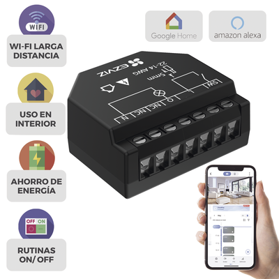 Relevador Wi-Fi Inteligente / Ideal Para Control de Iluminación / 1 Salida para un Apagador / Control Remoto / Horarios Personalizados / Registro de Consumo