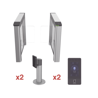 [DS-K3B220-KIT] Kit de Torniquete con Terminales Faciales incluidas / Montajes Incluidos / Izquierdo y Derecho / Carril de 90 cms / 3,000,000 MCBF / 4 Pares de IR