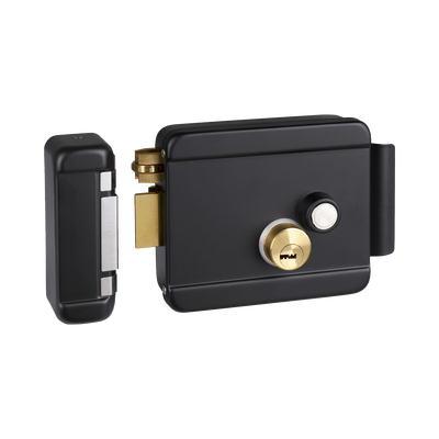 [BL-ACCESSRIMBL] Cerradura Eléctrica con Botón de Salida / Incluye Llave / Exterior / Izquierda / Color Negro