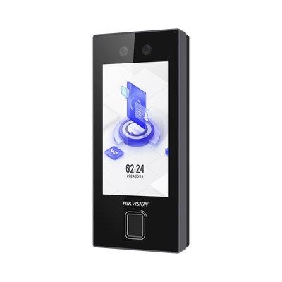 Terminal Facial Min Moe con LECTOR DE HUELLAS y Tarjetas PROX EM / 3000 Rostros / 3000 Huellas / Pantalla 4.5 / Administrable en la Nube con HikConnect Teams / Exterior IP65 / PoE / WiFi / HIK-IA / SIP Estandar