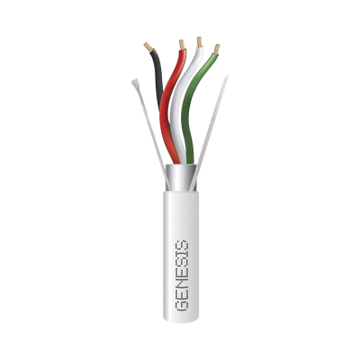 Bobina de 305 Metros (1000 Pies) de Cable 4 x 22 AWG BLINDADO / RISER / Color Blanco / Para Aplicaciones de Audio, Seguridad y Control