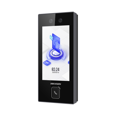 Terminal Facial Min Moe con BOTON DE LLAMADA FÍSICO / 3000 Rostros / Pantalla 4.5 / Administrable en la Nube con Hik-Connect Teams / Exterior IP65 / PoE / WiFi / HIK-IA / SIP Estandar