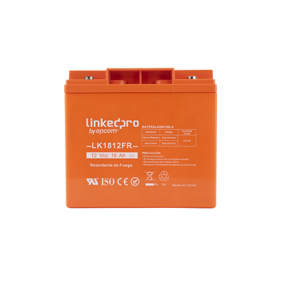 [LK1812FR] Batería de respaldo 12 V | 18 Ah | AGM | Certificada UL94-V0 Retardante a la Flama | Especial para Seguridad Electrónica | UPS | Sistemas de Emergencia | Vida útil 5 años | Terminales T1