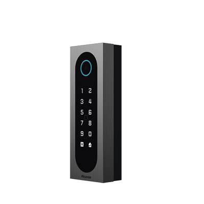 Control de Acceso Slim Akuvox A08S / Aluminio y Vidrio Templado / IP65 & IK09 / Capacidad para 20,000 Tarjetas / Métodos de Acceso Multi (QR, Bluetooth, PIN, RFID) / Soporta Wiegand / 1 Salida de Relay