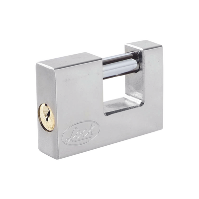 [SYS-L22-C80-ECSB] Candado para Cortina Metálica / Medida 80 mm/ Acabado Cromo Satinado/ Nivel de Seguridad 6 / Llave Estándar.