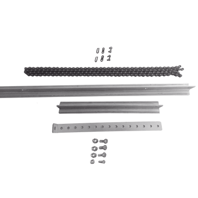 Extensión de Riel Tipo T para Portones / 1 Metro / Cadena de Alta Resistencia 2 mts / Conector Modular para Múltiples Secciones / Compatible con ACCESSRAILT3 / Bracket y Tornillería Incluidos