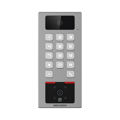 [DS-K1T502DBWX-CQR] Teclado con Lector Físico de QRs para Exterior Antivandálico IP65 & IK09 con función de Videoportero Multiapartamento / Tarjeta, Código QR, PIN o App HikConnect / Cámara 2 MP compatible con NVRs / Soporta b