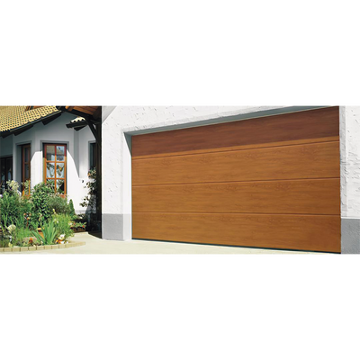 [GARAGE-109-W] Puerta de Garage D/ Alta calidad / 10x9 pies / AISLADA / Estilo Americana / Imitacion Madera / Golden Oak / Linea Central .