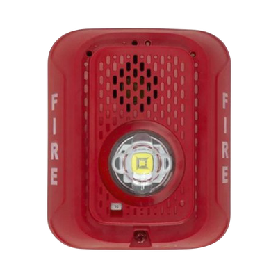 [P2RLED] Sirena con Lámpara LED Estroboscópica / a 2 Hilos / Montaje en Pared / 24 Vcd / Configuración Estroboscópica Seleccionable / Texto en Inglés / Color Rojo