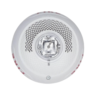 [SPSCWLED] Bocina con Lámpara Estroboscópica, Montaje en Techo, Color Blanco, Nuevo Diseño Moderno y Elegante y Menor Consumo de Corriente