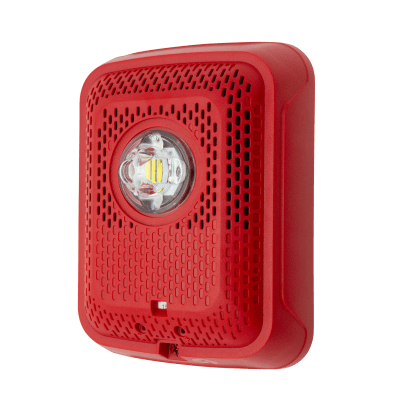 [SPSRLED] Bocina con Lámpara Estroboscópica, Montaje en Pared, Color Rojo, Nuevo Diseño Moderno y Elegante y Menor Consumo de Corriente