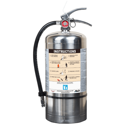 [AVD6L] Extintor de Agua con Agente AVD de 6 Litros / Especializado en Baterías de Litio / Clase A / UL EX29073 / Cilindro Acero Inoxidable / Válvula Latón / 72s Descarga / 3-3.6 m Alcance