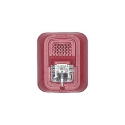 Sonorizador Tipo Chime con Lámpara Estroboscópica a 2 Hilos, Montaje en Pared, Color Rojo, con Configuración Estroboscópica Seleccionable, Nuevo Diseño Moderno y Elegante y Menor Consumo de Corriente