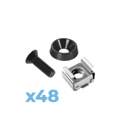 [LP-TAT-48] Juego de 48 Tornillos con 48 Arandelas y 48 Tuercas Enjauladas para Rack LINKED PRO