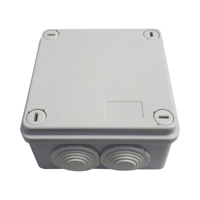 [TH-CJE] Caja Tipo Estanca IP55, con 6 Entradas, Tapa y Tornillo de Vuelta de 1/4, 100 x 100 x 50 mm (3.94 x 3.94 x 1.97 Pulgadas), Color Gris