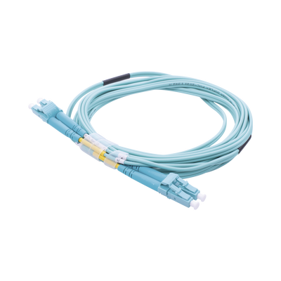[LP-FOM3-LCLC-R03] Jumper de Fibra Óptica Multimodo OM3 50/125 LC-LC OFNR (Riser), 2.0 mm, Dúplex, Aqua, 3 Metros (9.84 Pies)