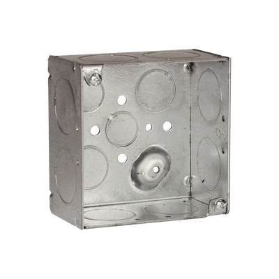 Caja Cuadrada Galvanizada de 4 x 4/ Profundidad de 2 1/8 /8 Entradas 1, 3 Entradas 1/2 y 2 Entradas 3/4/ Soldada.