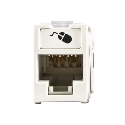 [U6-H02NS] Jack Ultramax Cat6, UTP, Montaje Híbrido en Placa de Pared (Plano y Angulado), Color Blanco, Punch Down