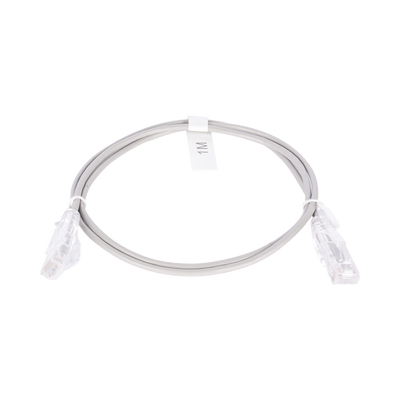 Cable de Parcheo Slim UTP Cat6 - 1 Metro (3.28 Pies), Gris, Diámetro Reducido (28 AWG)