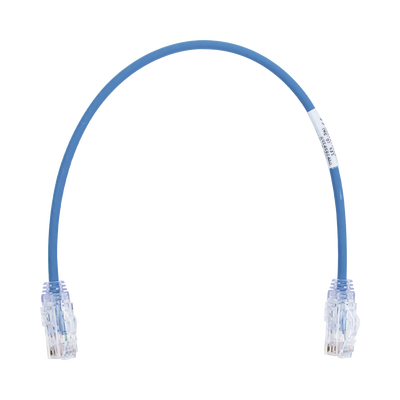 Cable de Parcheo TX6, UTP Cat6, Diámetro Reducido (28AWG), Color Azul, 0.3 Metros (1 Pie)