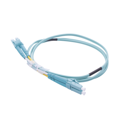 [LP-FOM4-LCLC-R01] Jumper de Fibra Óptica Multimodo OM4 50/125 LC-LC OFNR (Riser), 2.0 mm, Dúplex, Aqua, 1 metro (3.28 pies)