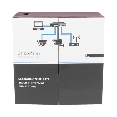 [PRO-CAT-5-EXT-LITE-DJ] Bobina de Cable UTP 305 Metros (1000 Pies), Cat5e con Doble Forro, para Exterior, Climas Extremos, Color Negro