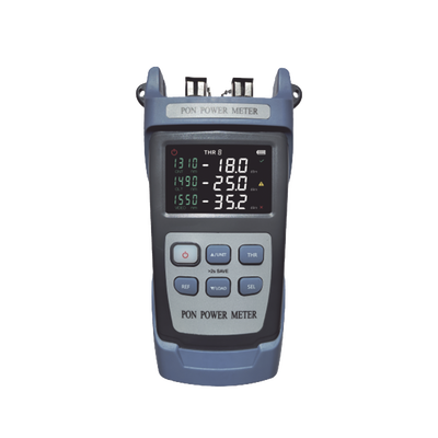 Medidor de Potencia Óptica (OPM) para Fibra Óptica en Redes FTTx / Soporta 3 Longitudes de Onda: 1310nm, 1490nm y 1550nm / Rango de Medición de -40 a 25dBm