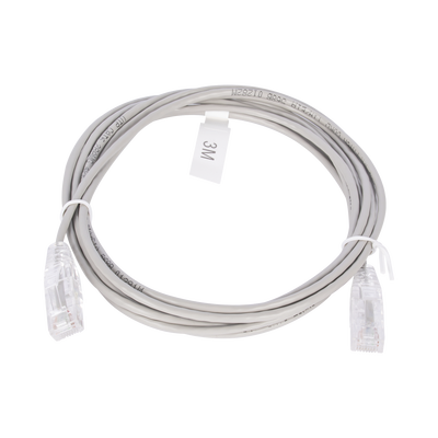Cable de Parcheo Slim UTP Cat6 - 3 Metros (9.84 Pies) Gris Diámetro Reducido (28 AWG)