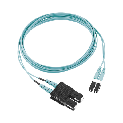 Jumper de Fibra Optica Multimodo 50/125 OM3, LC-SC Duplex, OFNR (Riser), Color Aqua, 30 Metros (98.43 Pies)