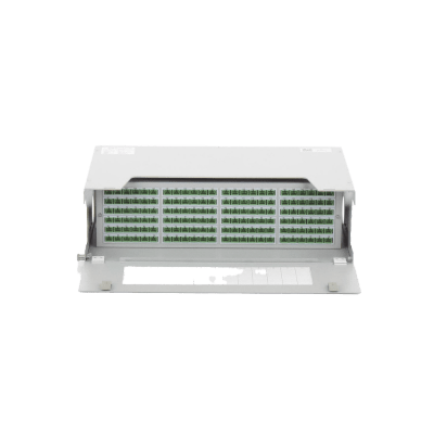 [ODU19T-B144-B] Distribuidor de Fibra Óptica para 144 Empalmes, con 144 Acopladores SC/APC y 144 Pigtails, 19, 5 UR