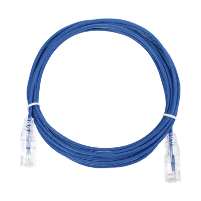 [LP-UT6-300-BU28] Cable de Parcheo Slim UTP Cat6 - 3 Metros (9.84 Pies) Azul Diámetro Reducido (28 AWG)